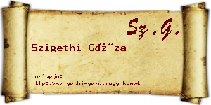 Szigethi Géza névjegykártya