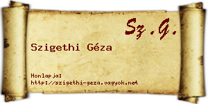 Szigethi Géza névjegykártya