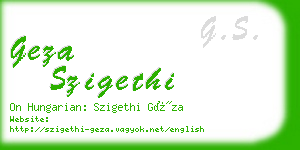 geza szigethi business card